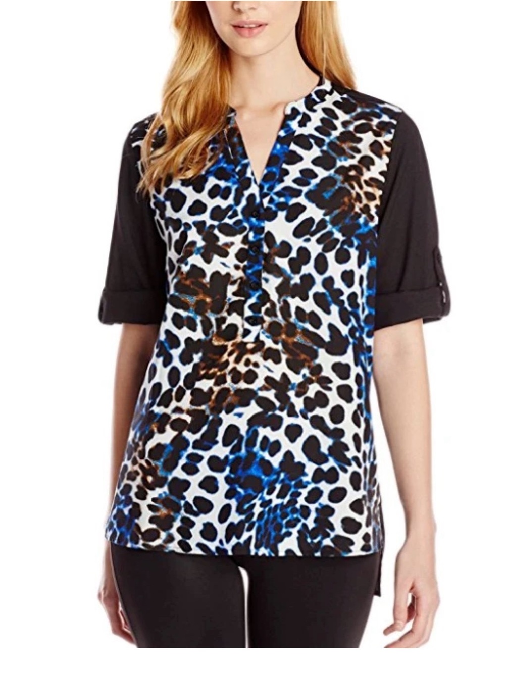 Calvin Klein Blue, Black and Brown Leopard Print Tunic
